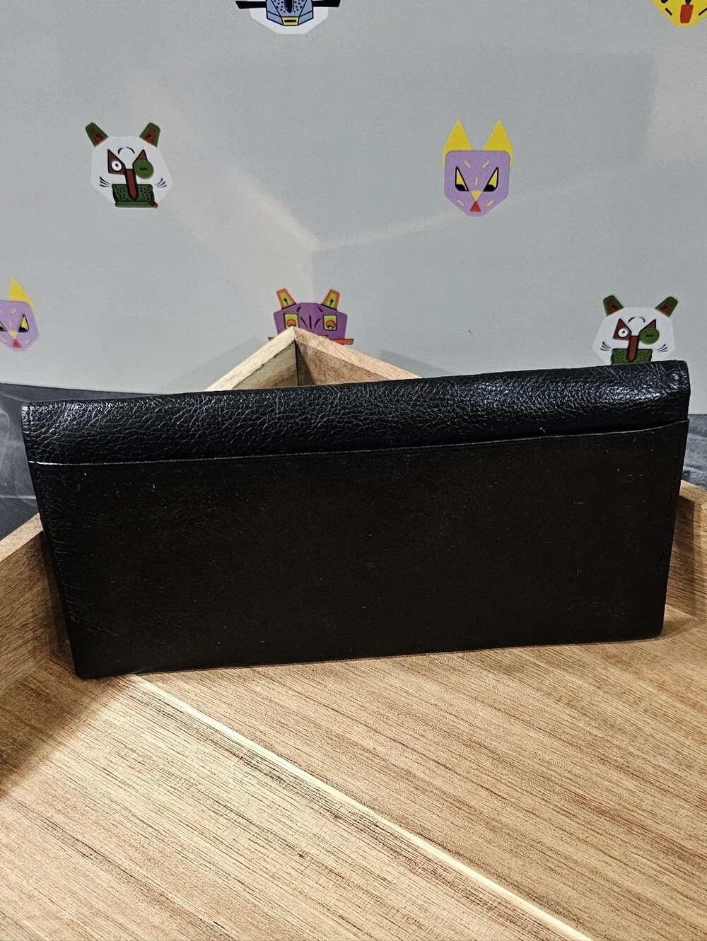 Yves Saint Laurent Black Leather Continental Wallet with Gold Corner Accents - Picture 2 of 16
